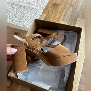 Steve Madden Brown Suede Block Heel Sandals